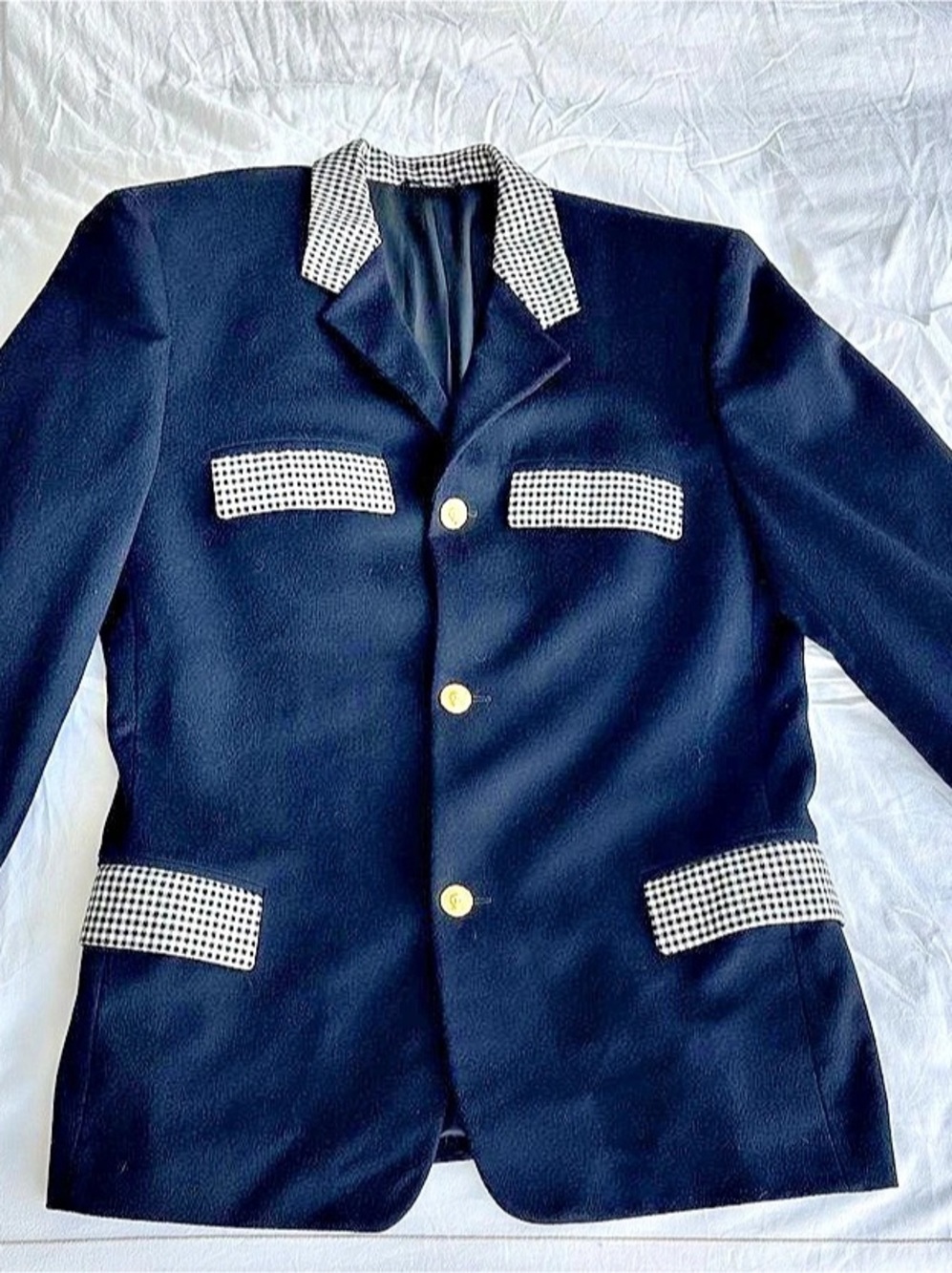 Women's Black & White Houndstooth Trim Blazer